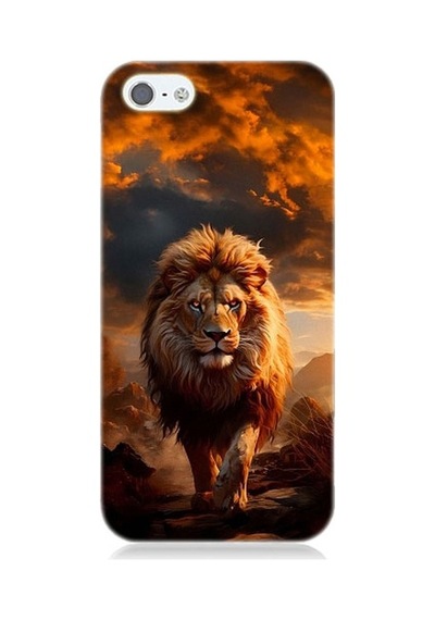 Apple Uyumlu iPhone 5 Yırtıcı Aslan Kral Desenli Silikon Kılıf