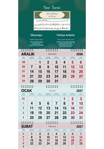 2027 Yılı Gemici Takvimi-nasr Suresi