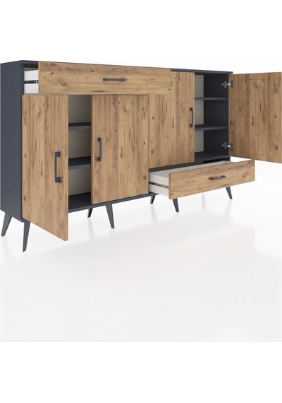Arges Konsol 5 Raflı 2 Çekmeceli 4 Kapaklı 176x30x99 Antrasit-çam Antrasit-çam Arges Konsol 5 Raflı 2 Çekmeceli 4 Kapaklı 176x30x99 Antrasit-çam Antrasit-çam