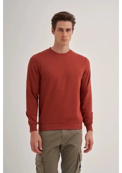 Cazador Slim Fit Mevsimlik 3 İplik Pamuk Karışımlı Sweatshirt-56100 Kiremit