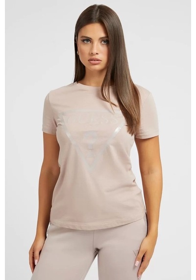 Guess Önde Logolu T-shirt Bej Kadın Çok Renkli