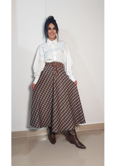 Ekose Etek Tuseja Kahverengi