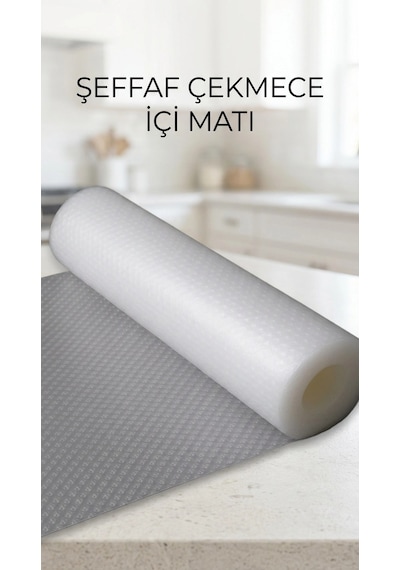 Şeffaf Kaydırmaz Raflık Koruyucu Pvc Dolap İçi Çekmece Örtüsü 45x300cm