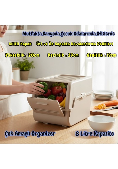 Technow Motek Mt-40 S-box 8 Litre Çok Amaçlı Organizer Düzenleyici Bej 1 Adet Antrasit