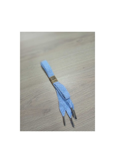 Bsgshop Bsg Design Mavi Puantiyeli Saten Kumaş Ayakkabı Bağcığı - 140 Cm El Yapımı Metal Uçlu Mavi - 880991001 Mavi