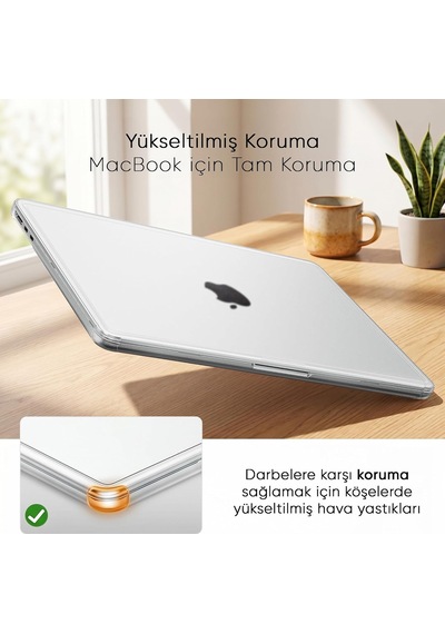 Macbook Air M5/m4/m3/m2 13.6 İnç İle Uyumlu Mat Kılıf Köşe Korumalı Ve Şeffaf Çizgi Detaylı Tasarım 2026/2025/2024/2023/2022 A3449 - A3240 - A3113 - A2681 Şeffaf Belirtilmemiş