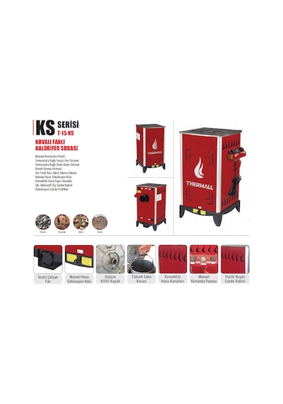 Thermall T-15 Ks Kovalı Fanlı Kalorifer Sobas-15.000 Kcal-17.4 Kw
