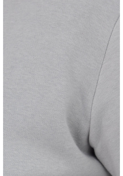 Tudors Unisex Relax Fit Rahat Kesim Pamuklu 3 İplik İçi Polarlı Fermuarlı Cepli Gri Sweatshirt Hırka-41680 Gri