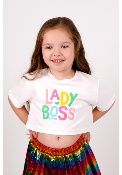 Le Mabelle Beyaz Lady Boss Baskılı Kız Çocuk Crop Tişört - Becky Beyaz Le Mabelle Beyaz Lady Boss Baskılı Kız Çocuk Crop Tişört - Becky Beyaz