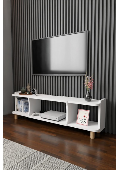 150 Cm Modern Tv Ünitesi Ayaklı Raflı Salon Oturma Odası Dekoratif Televizyon Sehpası Tv Sehpası Beyaz 150 Cm Modern Tv Ünitesi Ayaklı Raflı Salon Oturma Odası Dekoratif Televizyon Sehpası Tv Sehpası Beyaz