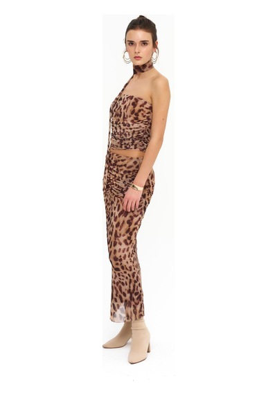 La Garita Leopar Etek Ve Straplez Takım Leopar Desen Leopar Desen