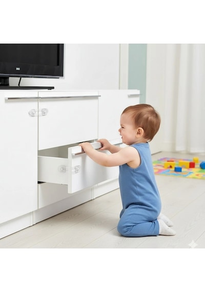 2&amp Apos Li Mini Çok Amaçlı Kilit- Çocuk Güvenlik Gereçkerli Çekmece,dolap,kapak Kilidi 5047 Çok Renkli