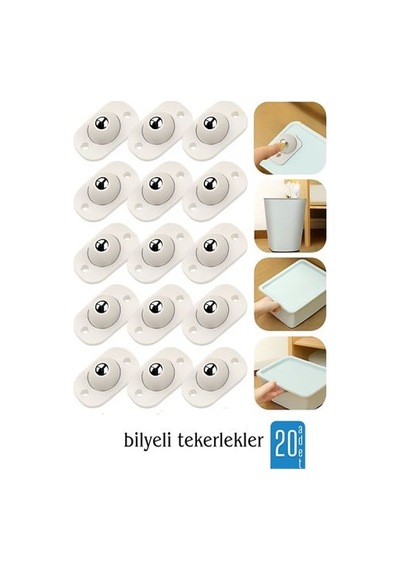 20 Li Bilyeli Tekerlek Eşya Kaydırma Aparatı Yapışkanlı Set 360d 722125 Belirtilmemiş