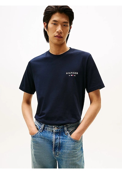 Tommy Hilfiger Brand Love Small Hılfıger Tee Erkek Mavi T-shirt - Mw0mw41456