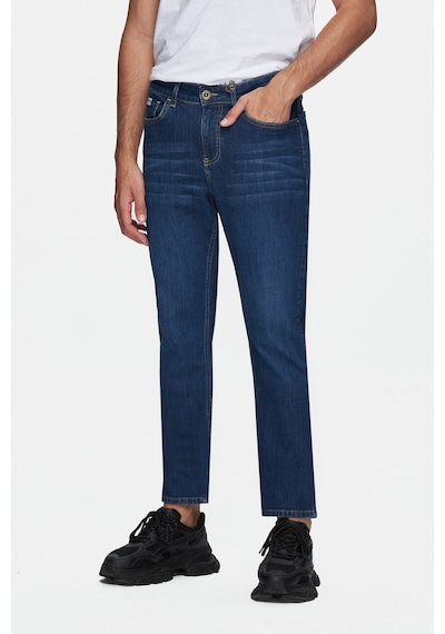 Ucla Fausto Mavi Denim Nakışlı Standard Fit Erkek Pantolon Mavi
