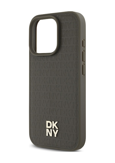 Apple Uyumlu iPhone 16 Pro Kılıf Dkny Lisanslı M-safe Şarj Özellikli 3d Yazılı Repeat Pattern Kapak Kahverengi