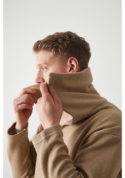 R-5850 Yaka Detaylı Örme Sweat Vizon