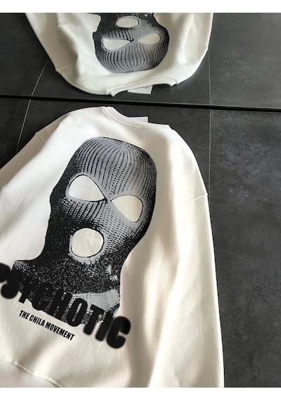 Modi Kışlık Bisiklet Yaka Baskılı Sweatshirt - Beyaz 2beyaz