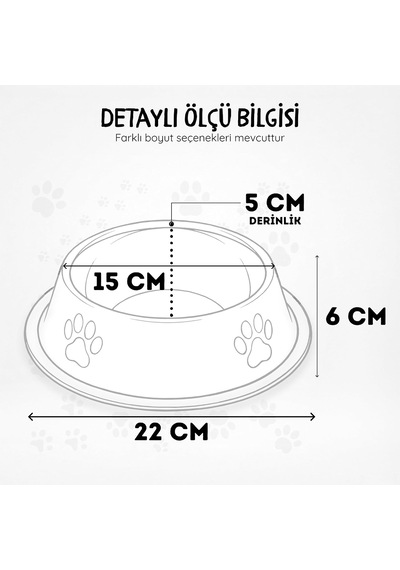 Paslanmaz Çelik Kedi Köpek Mama Ve Su Kabı 22 Cm - Kaydırmaz Kauçuk Tabanlı - Yaş Ve Kuru Mama İçin Uygun - Bulaşık Makinesinde Yıkanabilir - 500 Ml Kapasiteli