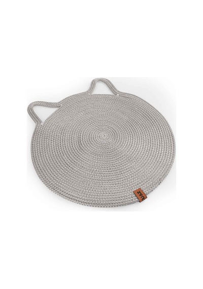 Gobypet Jüt Kulaklı Yuvarlak Kedi Köpek Mama Yatak Önü Paspası Hasır Kedi Matı 40 x 40 CM