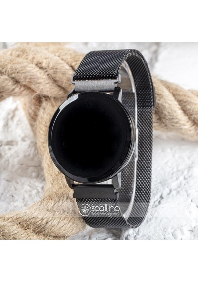 Black Watch Hasır Mıknatıslı Kordon Siyah Unisex Dokunmatik Kol Saati St-303503