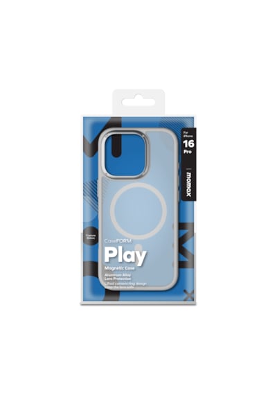 Momax Play CaseForm Apple Uyumlu iPhone 16 Pro Magsafe Kılıf Açık Gri