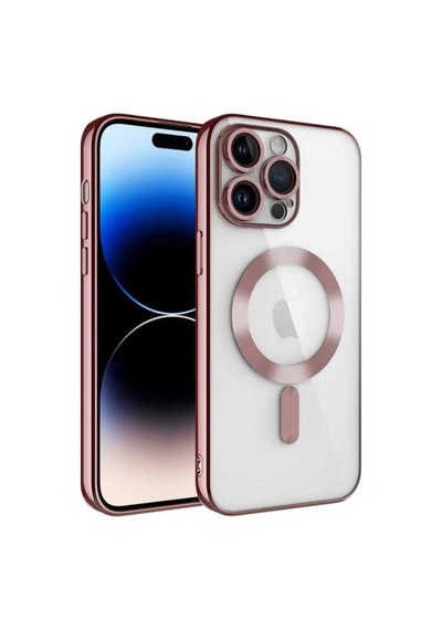 Apple Uyumlu iPhone 14 Pro Max Kılıf Kamera Korumalı M-safe Wireless Şarj Özellikli Zore Demre Kapak Rose Gold