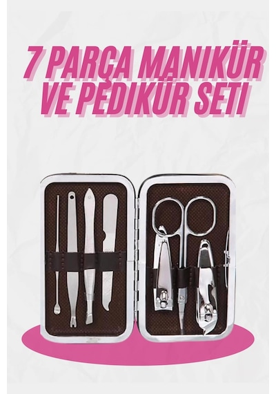 Mey İthalat Deri Çanta Hediyeli 7 Parça Manikür-pedikür Tırnak Bakım Seti