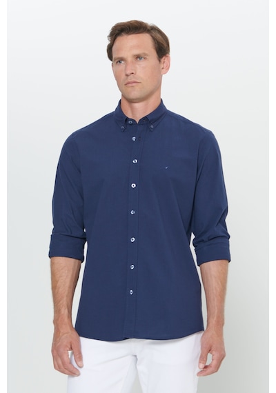 Ac&Co / Altınyıldız Classics Erkek Lacı Slim Fit Dar Kesim Düğmeli Yaka %100 Pamuk Gömlek Lacı Lacivert Ac&Co / Altınyıldız Classics Erkek Lacı Slim Fit Dar Kesim Düğmeli Yaka %100 Pamuk Gömlek Lacı Lacivert