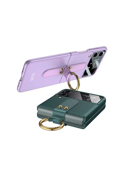 Rba Aksesuar Galaxy Uyumlu Z Flip 3 Kılıf Rba Flip Ring Kıpta Kapak - Gümüş Gümüş
