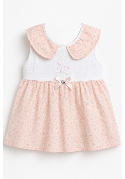 Babyhola Kız Bebek Müslin Sıfır Kol Yazlık Elbise 15234 Somon