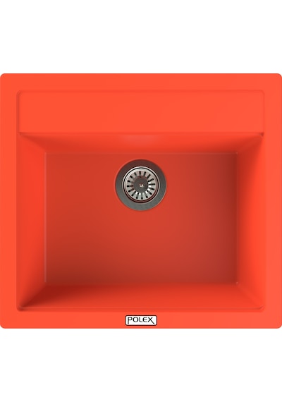 Polex Cristalüx Granit Evye P-08 Turuncu Tezgah Altı Ve Tezgah Üstü Kare Mutfak Evyesi 55.5x50 CM