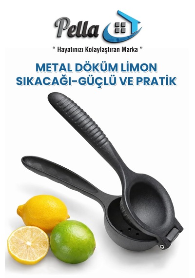Metal Döküm Paslanmaz Limon Sıkacağı 1 Adet Siyah