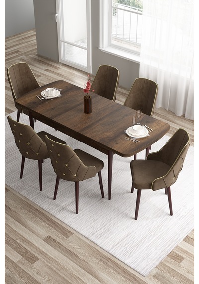 Canisa Tia Serisi 80x132 Açılabilir Mdf Mutfak Masası Takımı Barok Desen Masa 6 Kahverengi Sandalye Masa Barok Ahşap Desen Sandalye Kahve Canisa Tia Serisi 80x132 Açılabilir Mdf Mutfak Masası Takımı Barok Desen Masa 6 Kahverengi Sandalye Masa Barok Ahşap Desen Sandalye Kahve