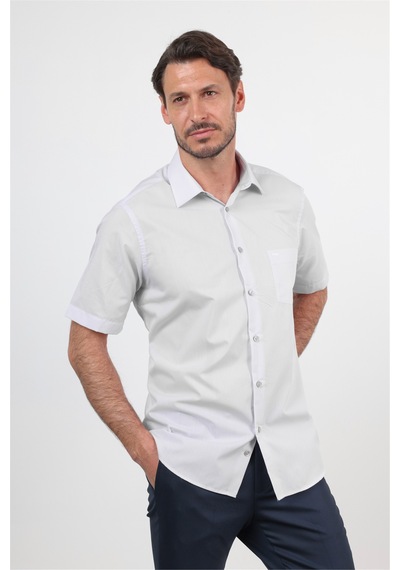 İmza Lila Sert Yaka Kısa Kol Cepli Comfort Fit Pamuklu Gömlek 1004260258