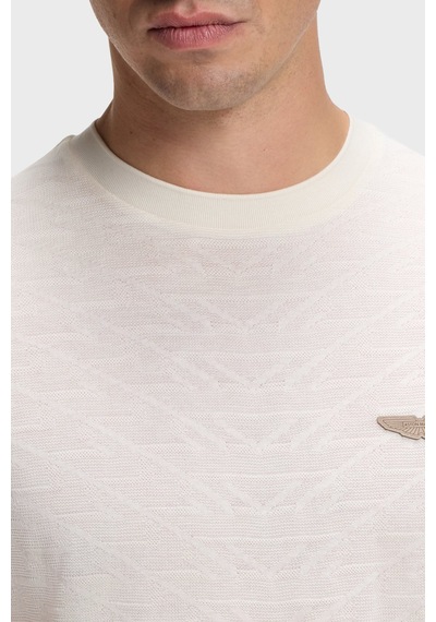 Boss Jakarlı Logolu Regular Fit Bisiklet Yaka T Shirt Erkek T Shirt 50565175 118 Bej