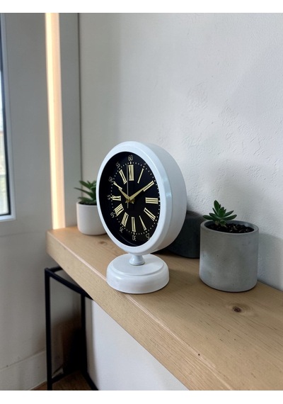 Büro Ev Ofis Hediyesi İçin 20x25cm Beyaz Regal Metal Masa Saati Diğer