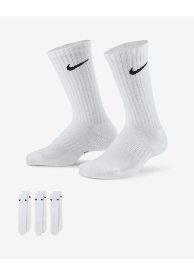 Nike Everyday Sx6842-100 Çocuk Yastıklı Crew Çorapları 3 Çift Beyaz
