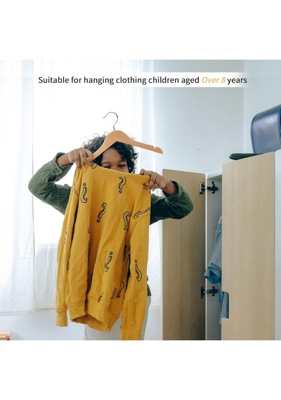Gençler Preteen Büyük Çocuklar Ahşap Elbise Askıları 30 Cm Ahşap Elbise Gömlek Ceket Askıları Anti-pas Kancalı 20'li Paket Doğal