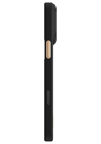 Apple iPhone Uyumlu 18 Pro Max Kılıf M-safeli Raptic Aramid Skin Rise Serisi 24 Ayar Altın Kaplamalı Karbon Siyah