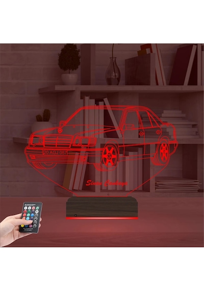 Luvivia Mercedes Araba E Seri Kişiye Özel 3d Lamba - Masa Gece Lambası Şeffaf