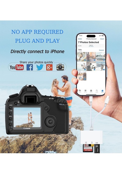 Sd Kart Okuyucu, İphone, İpad İçin Sd Kart Adaptörü, Lightning Ve Usb C Kamera Adaptörlü Hafıza Kartı Okuyucu, Sd/micro Sd/usb 3.0 Destekler, Uygulama Sürücüsü Gerekmez