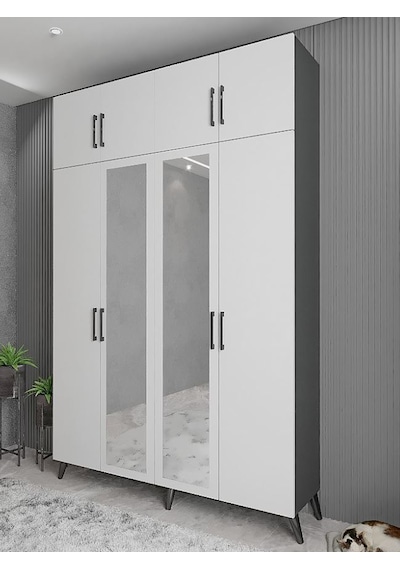 Açelya Portmanto Vestiyer Füme Beyaz  M8-140 cm