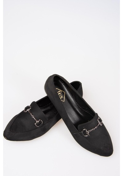 Fox Shoes Y290110002 Siyah Süet Toka Detaylı Günlük Kadın Babet Siyah