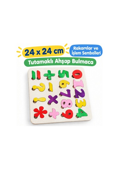 Ahşap Sayılar Rakamlar Eğitici Çocuk Bulmaca 24x24 Cm Seti Eğlenceli Oyun Eğitici Set