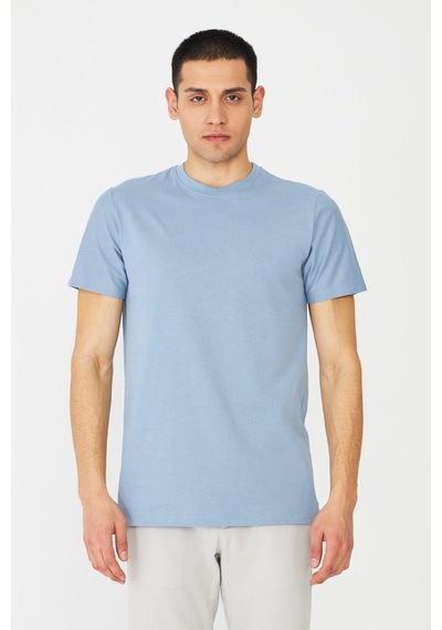 Mavi Basic Bisiklet Yaka Erkek T-shirt Mavi