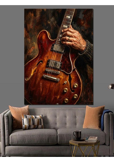 Gitar Çalan Eller Müzik Tablosu Dekoratif Kanvas - Mdf Ahşap Tablo