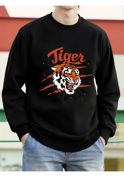 Startmore Startmoretiger Stay Wild And Free Desen Erkek Kazaklar Polar Hip Hop Kazak Günlük Giysiler Sonbahar Bi Siyah