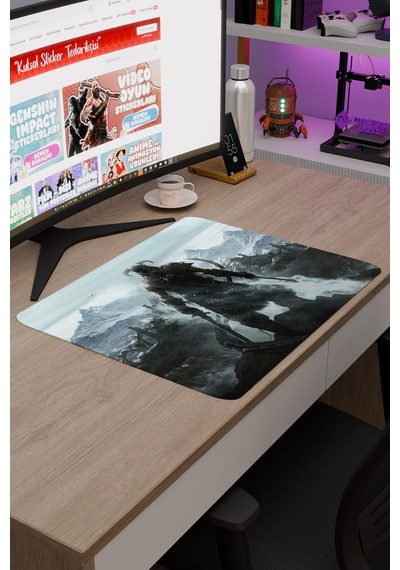 Skyrim Kaymaz Dikişli Kauçuk Oyuncu Mousepad V1 - 48x40 Xl Gaming Mouse Pad Fare Altlığı