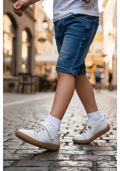 Kiko Kids Arad %100 Deri Günlük Erkek Çocuk Spor Ayakkabı Beyaz